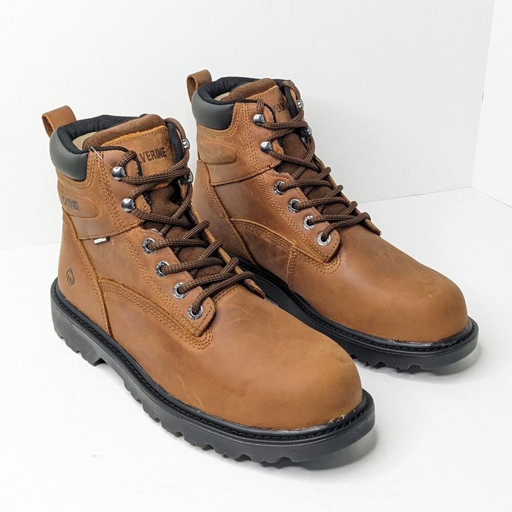 Wolverine Floorhand Steel Toe Work Boots, Brown Leather, Men's 10 M
